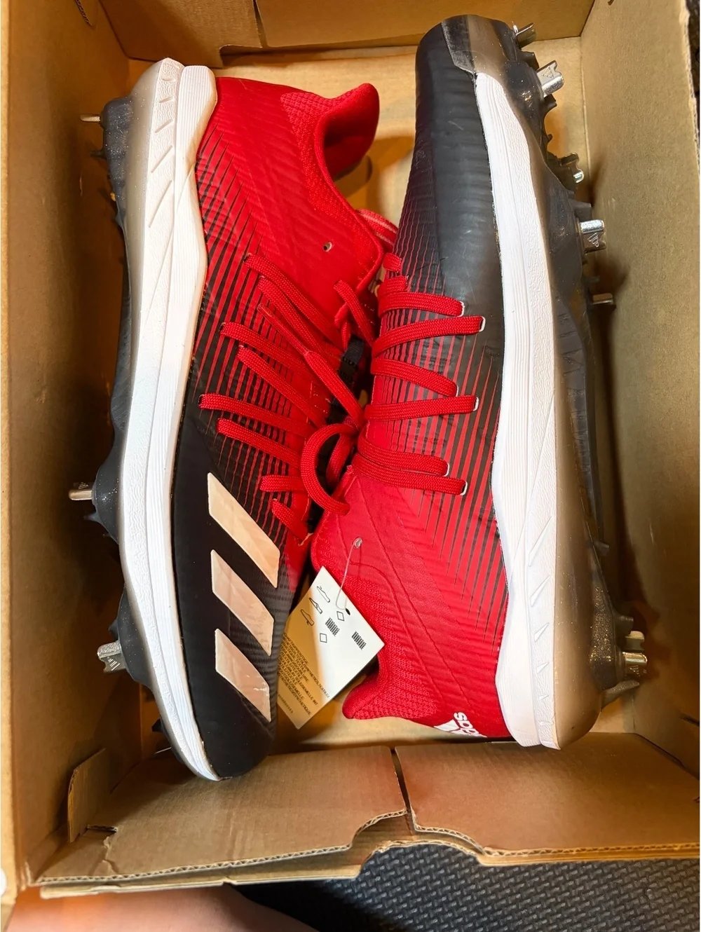 adidas Afterburner 6 Baseball Cleats Mens 9.5 Red Black Metal Spikes NWT